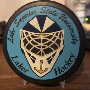 Lake Superior State U, Laker Hockey - blank back -  official, Omni Sports puck - Picture 1 of 1