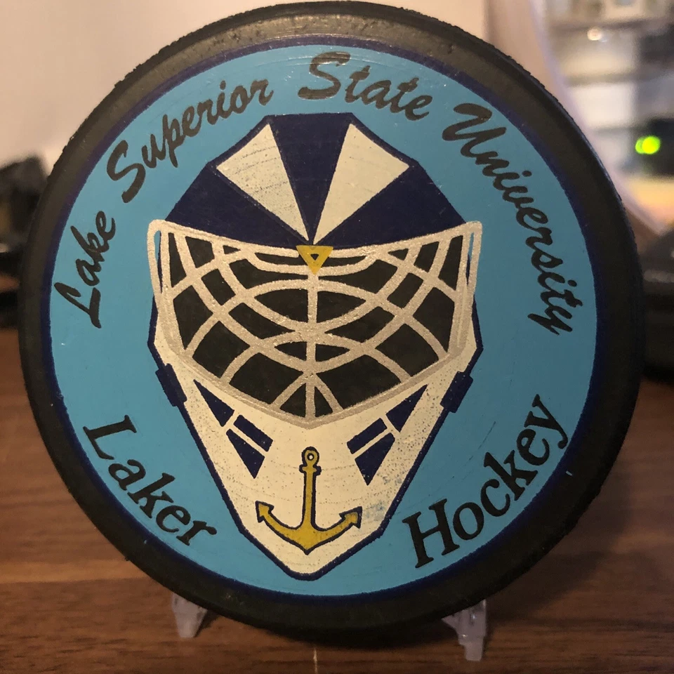 Lake Superior State U, Laker Hockey - blank back -  official, Omni Sports puck - Image 1 of 1