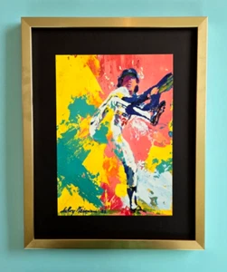 LEROY NEIMAN + BASEBALL "FERNANDO VALENZUELA" 1980'S PLATE SIGNED PRINT FRAMED W - Picture 1 of 3