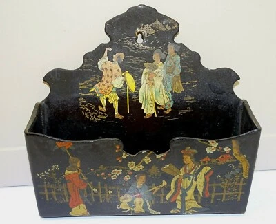 -ANCIEN PORTE COURRIER MURAL CARTON BOUILLI NAPOLEON III NIII déco Asiatique XIX - Photo 1/4