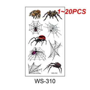 1~20PCS Horror Dark 3D Spider Temporary Tattoo Stickers For Halloween Waterproof - Picture 1 of 30