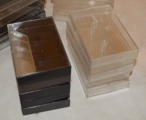 10 x Empty Audio Cassette Tape Cases Boxes - Clear / Black - Picture 1 of 1