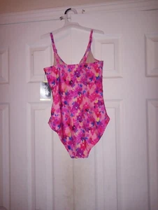 Girls Pink Flower 1 Piece Bathing Suit - Picture 1 of 6