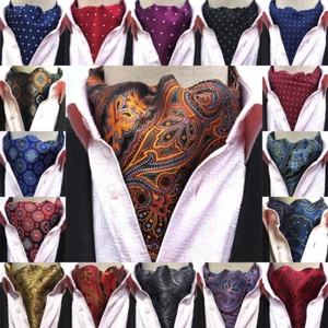 Men Cravat Scarves Paisley Polka Dots Ascot Wedding Party Prom Necktie Ties - Picture 1 of 27