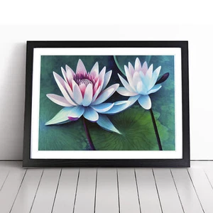 Luscious Water Lily Flowers Framed Canvas Wall Art Print Poster Picture - Picture 1 of 8