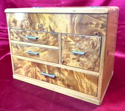 Japanese Vintage Wooden Sewing Box Chest of Drawers Storage W11.6xH9.1xD7.1in FS - Image 1 of 4