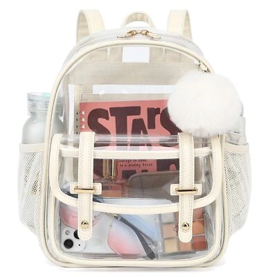 Clear Backpack for Stadium Events 12x 12x 6 Small Transparent Backpack PVC Mi... - Image 1 of 4