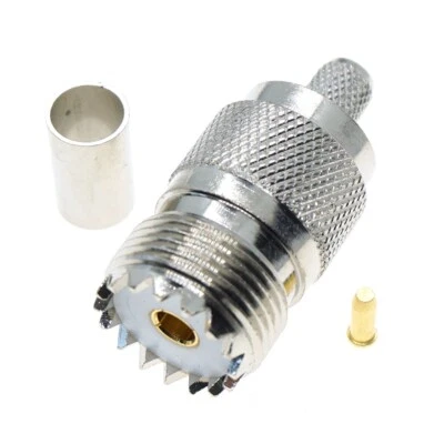 5Pcs UHF Female SO239 Crimp Connector For RG8X LMR240 RF Coaxial Cable - Image 1 of 4