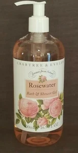 Gel bagno e doccia Crabtree & Evelyn acqua di rose/lavaggio corpo, 16,9 once, naturale, nuovo - Foto 1 di 9