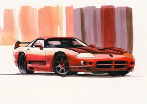 Dodge Viper Sports Car Watercolour Wall Art Print Picture Poster A3 A4 A5 - Picture 1 of 6