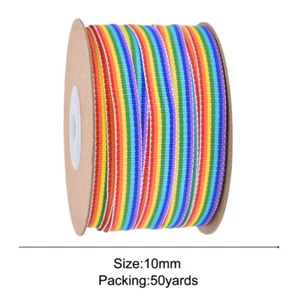 50Yards Gift Box Packaging Rainbow Ribbon Binding Tape Flat Cord Accessory Decor - Picture 1 of 6