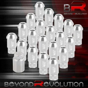 Universal 12MMx1.5MM JDM Extended Aluminum Anodized Silver Lug Nuts 20PC Adapter - Picture 1 of 3