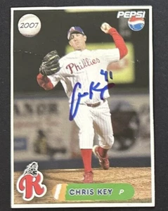 Tarjeta automática de los Reading Phillies 2007 firmada por Chris Key ~ auténtica - Imagen 1 de 2
