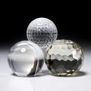 Globe Shape Art Glass Paperweights 3 Piece Lot Waterford, Tiffany - Picture 1 of 7