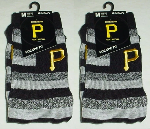 Pittsburgh Pirates Crew Socks Size Youth M (1-6) Womens (3-8) Athletic (2 Pair) Cover