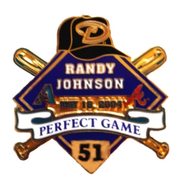 Randy Johnson Pin Vintage 2004 PERFECT GAME Vs Braves Commemorative MLB Fan Pin - Image 1 of 2