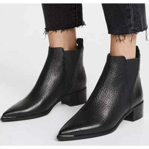 ACNE STUDIO BLACK LEATHER POINTED TOE JENSEN CHELSEA ANKLE BOOTS ITALY 36 6 M LN - Picture 1 of 13