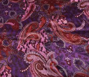 Purple Pink and Burgundy Paisley - Silk Charmeuse - Picture 1 of 2