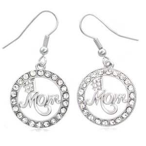 Clear Mother's Valentine's Day Gift Charm One #1 Dangle Earrings for Mom Women - Picture 1 of 2