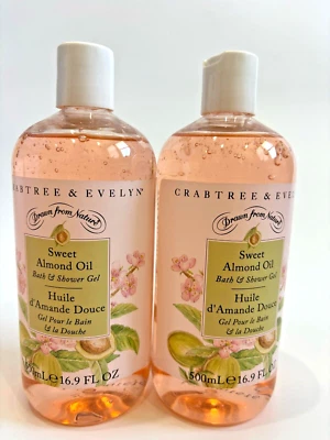 2x Crabtree & Evelyn SWEET ALMOND OIL Bath & Shower Gel 16.9 fl oz - Image 1 of 3
