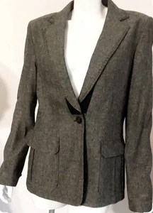 Blazer NUEVOS CON ETIQUETAS ELIE TAHARI Nordstrom Gris Acabado Bolsillos Completamente Forrado Talla 12 $348 - Imagen 1 de 7