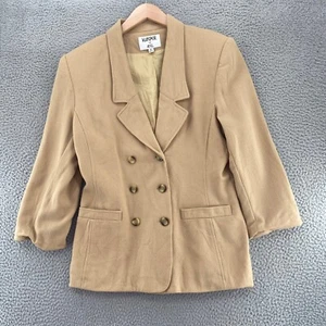 Kasper Blazer Womens 16 Beige Wool Double Breasted Button Up Pockets Office Work - Picture 1 of 11