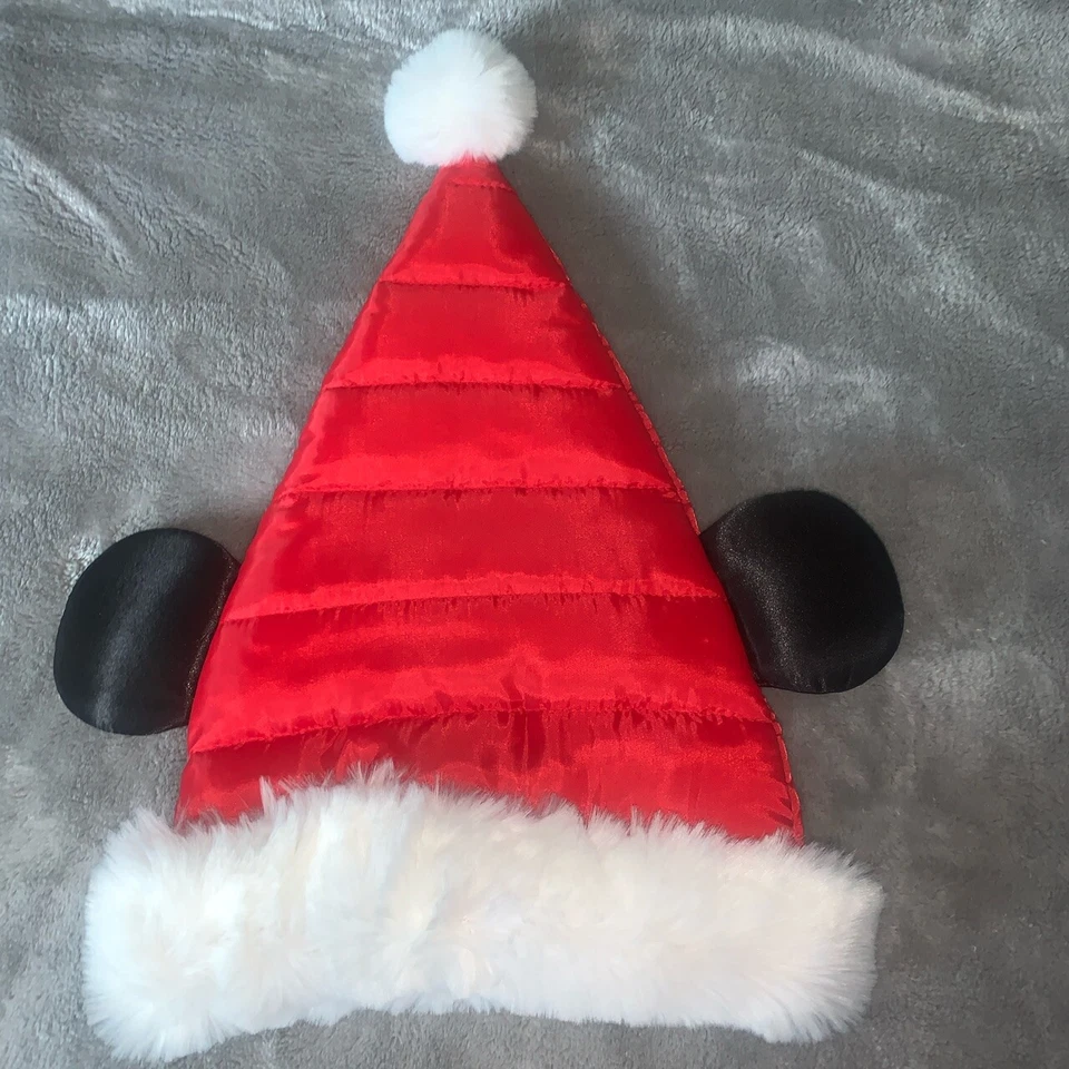 Disney Parks Christmas Holiday Mickey Mouse Quilted Santa Hat Ears Adult