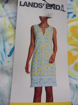 NWT-Land's End Women's Sleeveless Swim Cover Up Dress-Yellow-Lemon/Lime/Blue-S - Image 1 of 4
