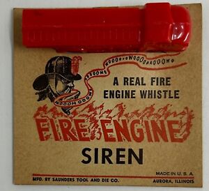 Vintage  A REAL FIRE ENGINE WHISTLE SIREN **ON ORIGINAL LITHO FIREMAN CARD*