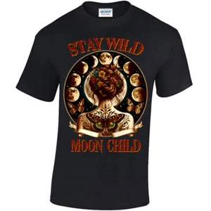Stay Wild Moon Child, T-shirt, Magical Beauty Pagan Nature Butterfly Wiccan Gift - Picture 1 of 20