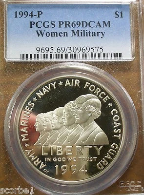 1994 P PR69DCAM WOMEN IN THE MILITARY  $1 SILVER COMMEMORATIVE - PCGS - Image 1 of 2
