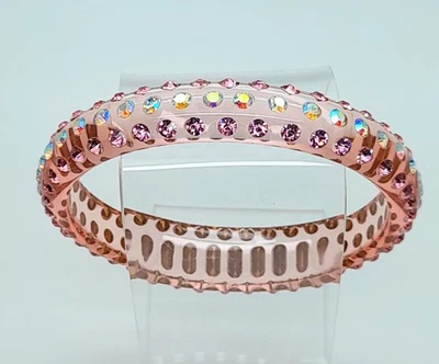 Pulseras brazalete de moda transparente rosa redondo plástico rosa y ab estrás Foto 1 de 4