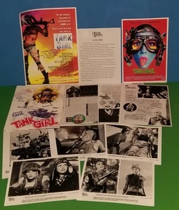 VTG 1995 TANK GIRL PRESS KIT W/ 5 PHOTO'S , INFO ,2 UNUSED AD ARTWORK'S & BUTTON - Picture 1 of 18