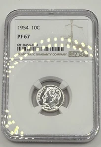1954 10C Roosevelt Silver Dime NGC PF 67 - Picture 1 of 2