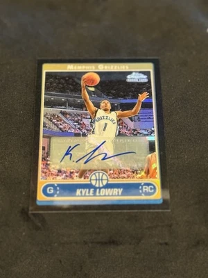 Refrator Kyle Lowry 2007 Topps Chrome preto novato automático - Imagem 1 de 2