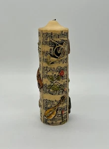 Vintage Christmas/Holiday Candle with Musical Instruments, Notes and Roses - Picture 1 of 5