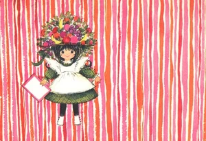 Sello Colorido Rayado y Niña en Delantal Flor Sombrero 1970 Postal - Imagen 1 de 2