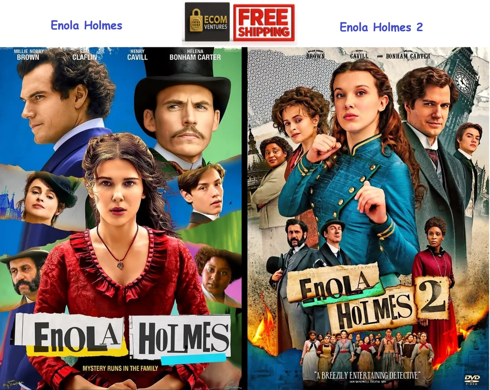 Enola Holmes 1 OR 2 DVD Millie Bobby Brown Region Free -  Free Shipping - New - Image 1 of 1