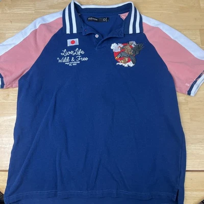 Camisa Polo Hudson Outerwear Talla L Tokio Japón Vida Salvaje y Gratis Apliques Hombres Foto 1 de 4