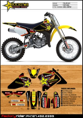 Kit de gráficos para motocross Suzuki RM 85 2002-2018 calcomanías RS-ROCKSTAR Foto 1 de 2