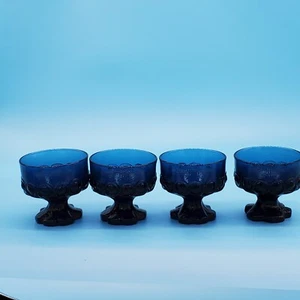4er SET VINTAGE TIFIN FRANCISCA MADERIA MARINEBLAUE BRILLEN MIT FUSS 3 1/2" - Bild 1 von 5