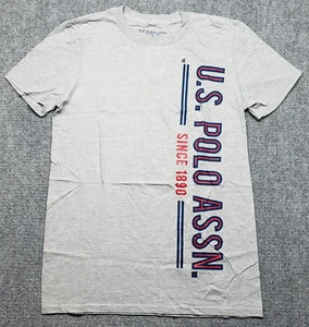 US Polo Assn T-Shirt Mens Size S Gray Graphic Print Crew Neck Short Sleeve New - Picture 1 of 7