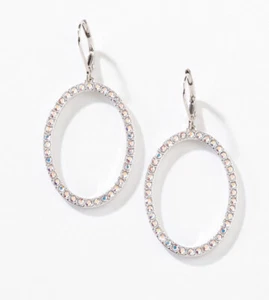 💎Touchstone Crystal Earrings Aurore Boreale Drop Rhodium New Condition - Picture 1 of 7