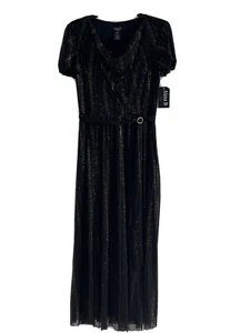 Alexa B Nites Sparkly Lined Dress Short Sheer Sleeve Black Size 6 - Picture 1 of 15