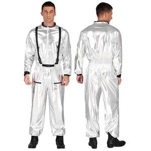 DE Herren Shiny Astronauten Kostüm Weltraum Raumfahrer Cosplay Overall Raumanzug - Bild 1 von 19