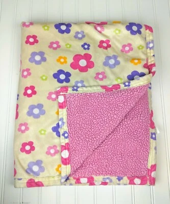 Beansprout Tan Pink Floral Baby Blanket Flowers Soft Minky Cream security Lovey - Image 1 of 3