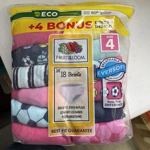Fruit Of The Loom Youth Girls' 18 Pack Brief Underwear Size 4 New - Picture 1 of 2