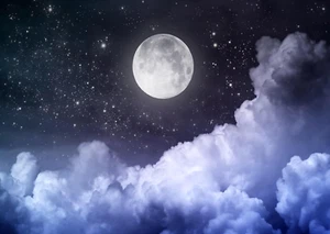 Fabric 7X5Ft Moon Backdrop Photography Full Moon Night Black Starry Sky Picture  - Picture 1 of 12