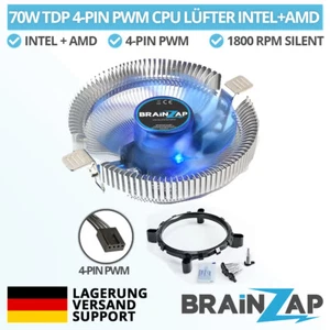 BRAINZAP CPU Kühler 4-PIN PWM 70W TDP Fan Lüfter 1150 1151 1155 1700 AM2 AM3 AM4 - Bild 1 von 8