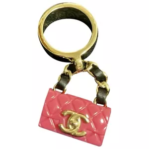 CHANEL Matelassé Pink Micro Bag RING Leather Resin B23C charm Flap Bag - Picture 1 of 5